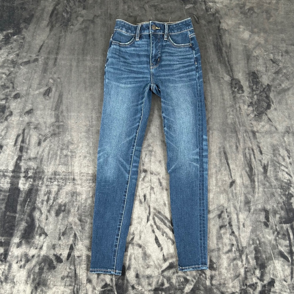 American Eagle‎ Super Hi-Rise Jegging Womens 000 Short Blue Stretch Denim Jeans